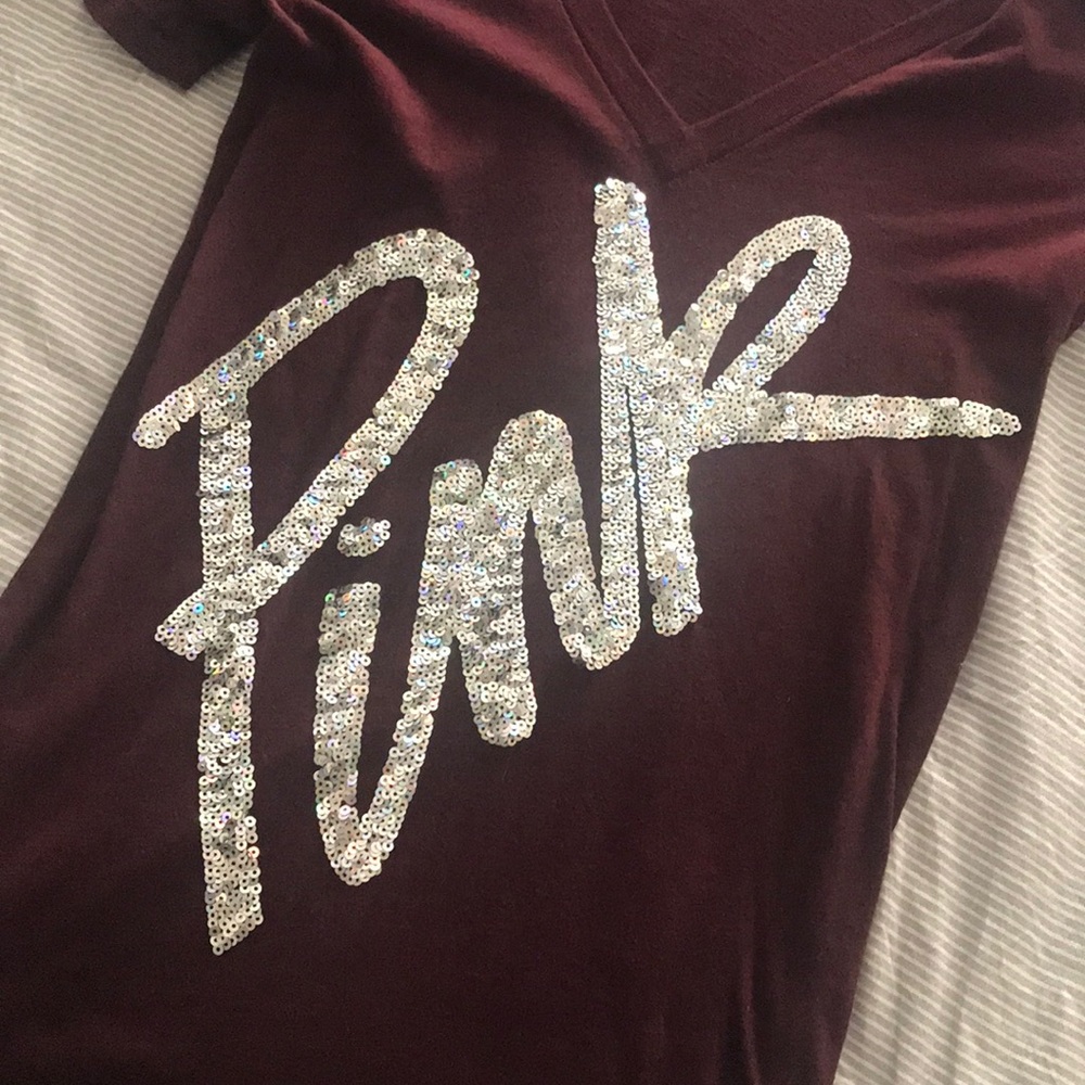 PINK burgundy sequin top